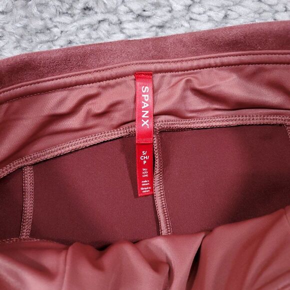 READ Spanx Small Tall Faux Suede Leggings Rich Rose Pink Pull On - Picture 7 of 12